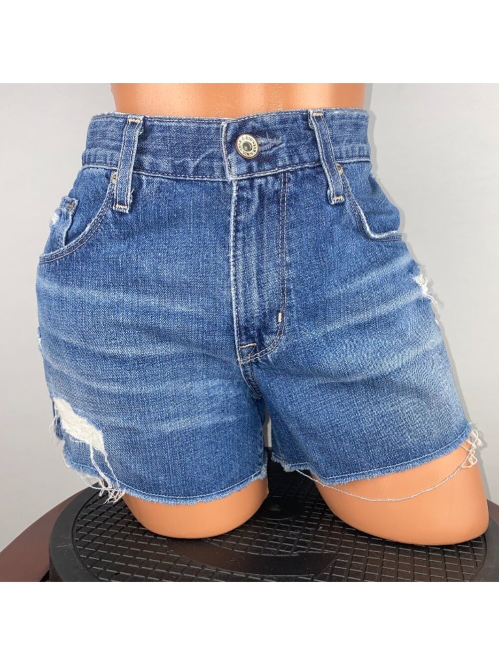 Big Star Jean Shorts Womens 30 Distressed Denim Frayed Fringe Hem Summer Classic